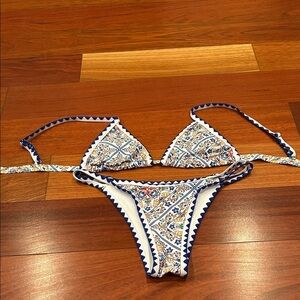 2 for $9 Ladies size small blue print bikini